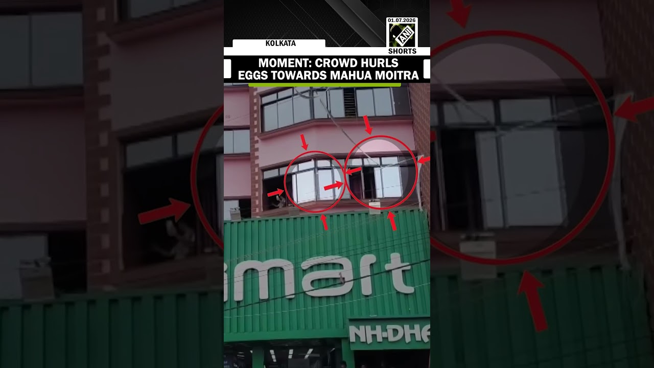 WATCH: Eggs hurled at TMC MP&rsquo;s Mahua Moitra at TMC MLA Alifa Ahmed&rsquo;s Residence