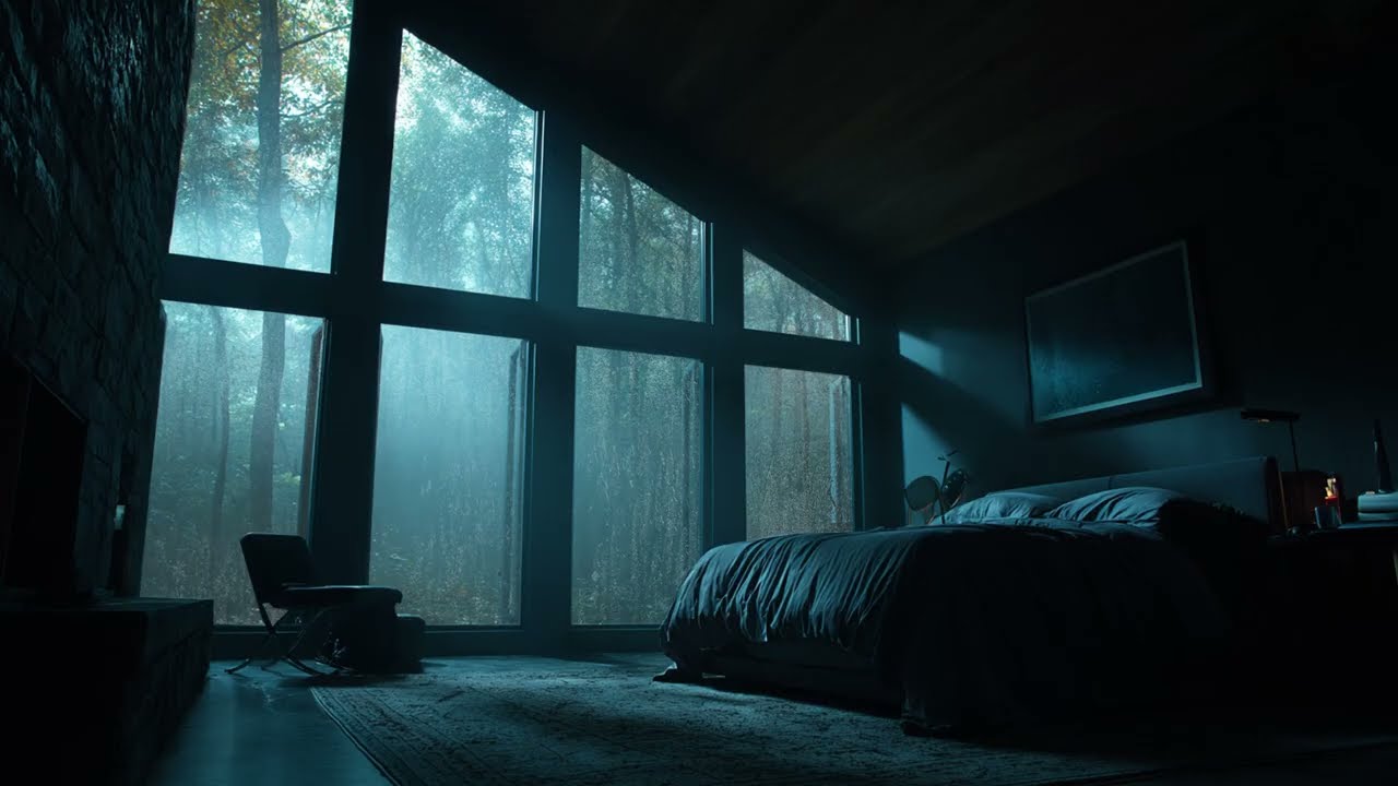 Cozy ASMR Forest Bedroom Rain on Window - Peaceful Nature Sounds for Sleep and Focus Time