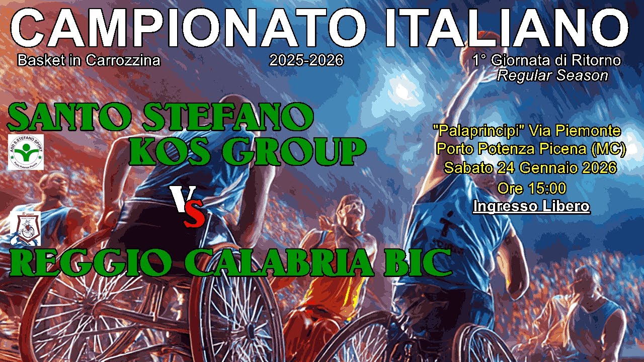 🏀S.STEFANO KOS GROUP vs REGGIO CALABRIA BIC  -  24.01.2026 Ore 15:00
