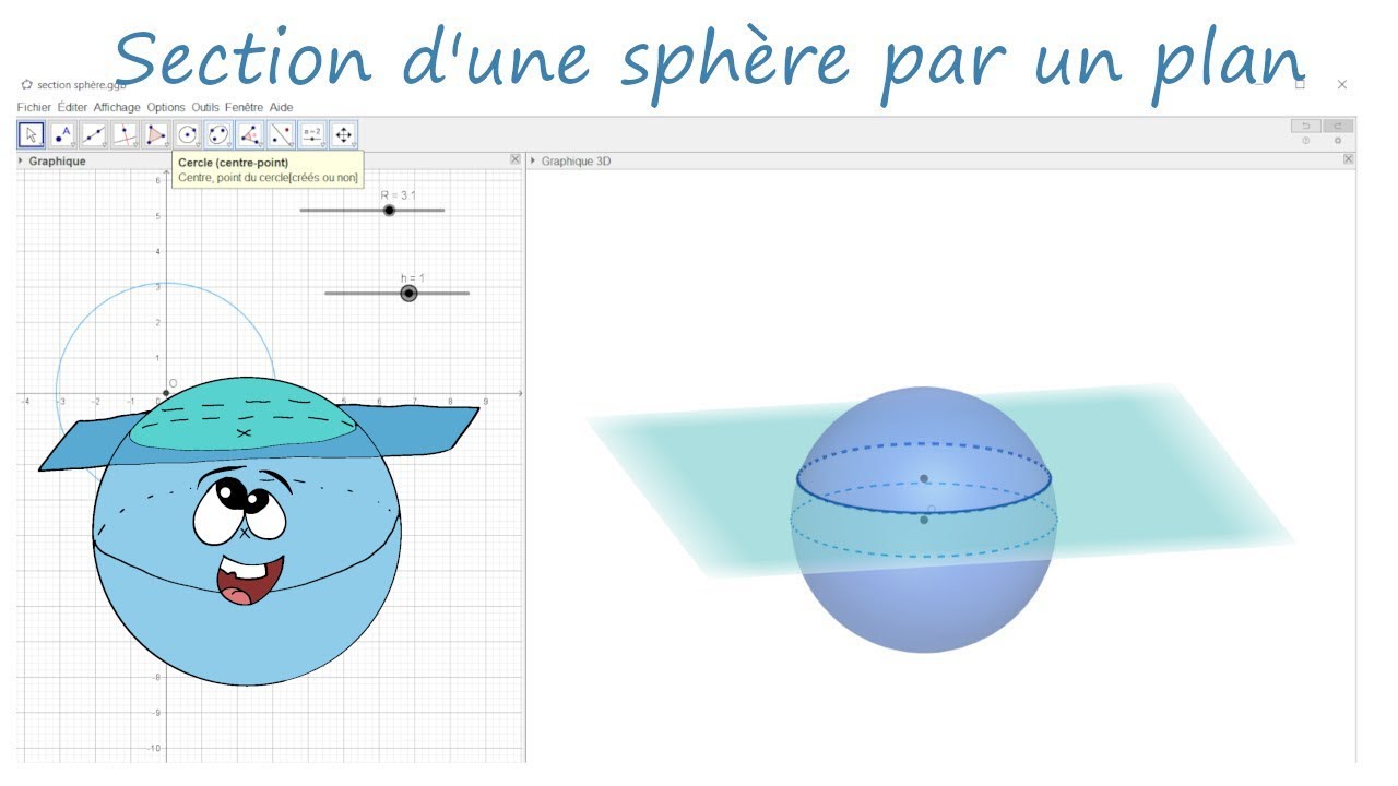 Section d'une sphère par un plan - GeoGebra 3D