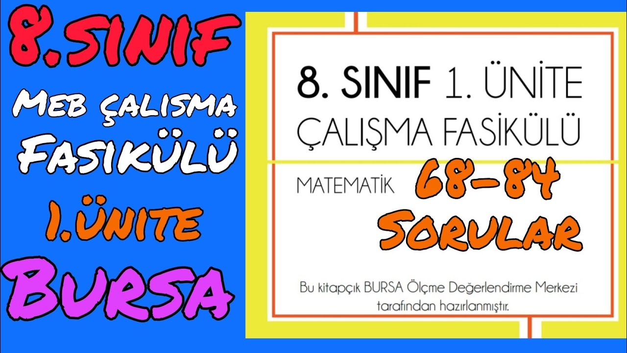 8.sınıf matematik meb çalışma fasikülü 1.ünite BURSA (68-84 sorular) çarpanlar katlar üslü sayılar
