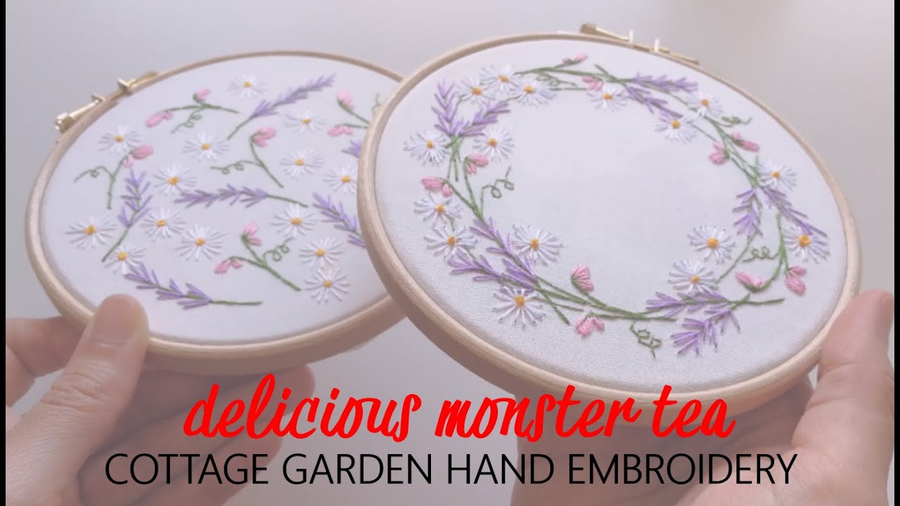 An English Country Garden Themed Floral Wreath Embroidery Tutorial