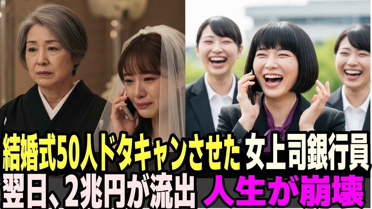 50人キャンセル！格下女の式なんて出ない」後輩の結婚式を妬み、部下たちに結婚式当日にドタキャンさせ高笑いする女上司銀行員—翌日、天罰が下る。