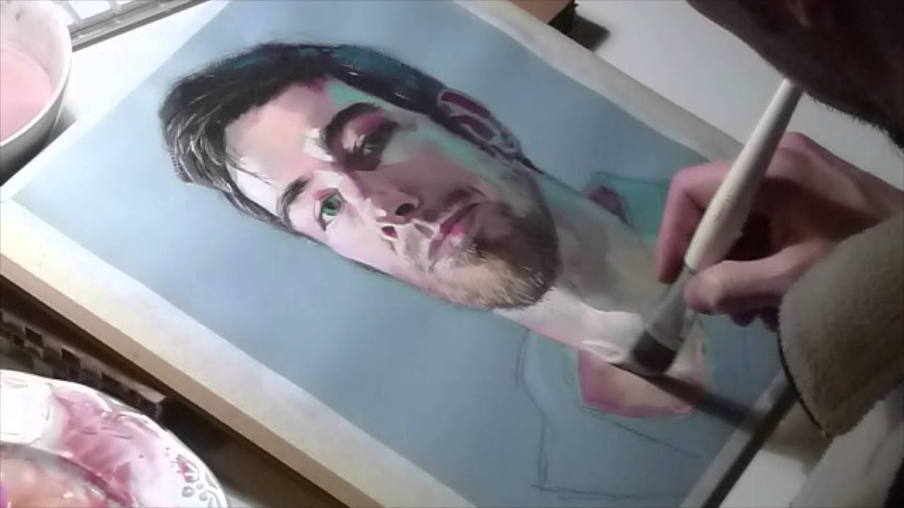 Painting me, portrait in Gouache / Pintant-me, retrat en Gouache