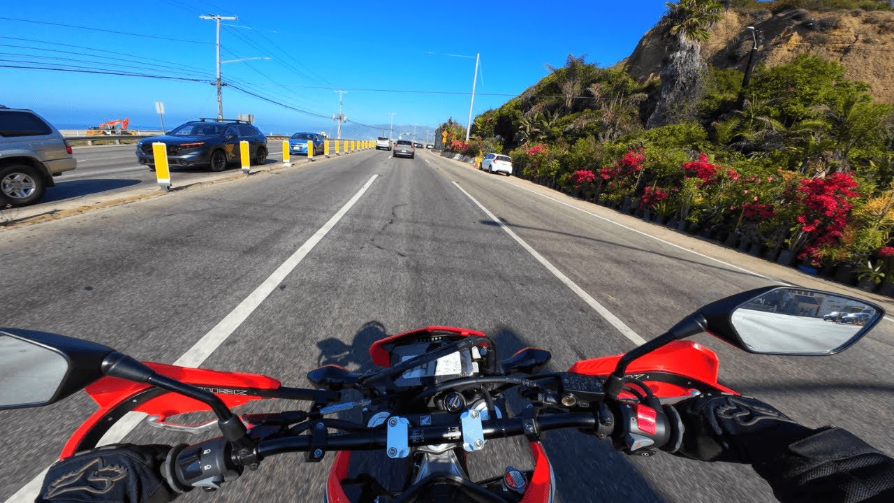 Riding my HONDA CRF300L through Santa Monica - POV Ride, Pure Sound [4K]
