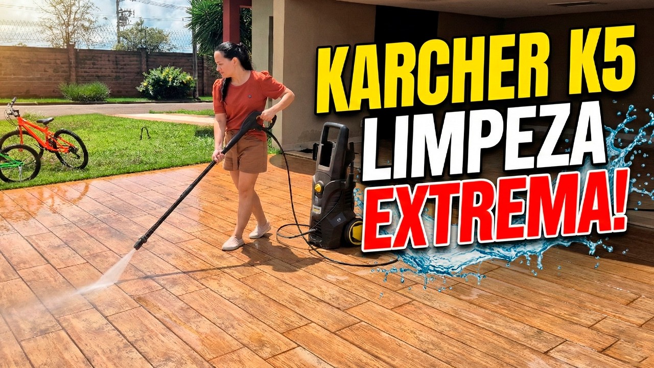 Coloquei a Karcher K5 à prova na garagem e janelas! #limpeza