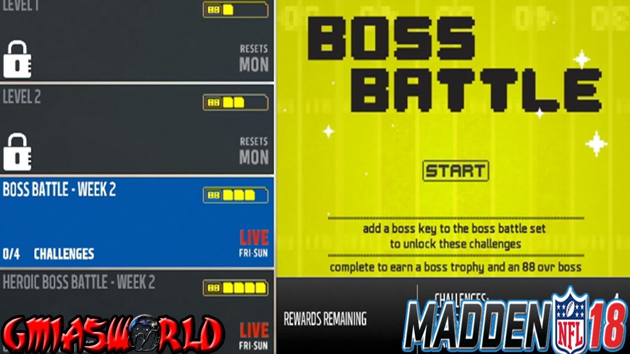 MUT 18 TIPS: Boss Battles Solos Gameplay Walkthrough Madden 18 Ultimate Team Packs Solos Details