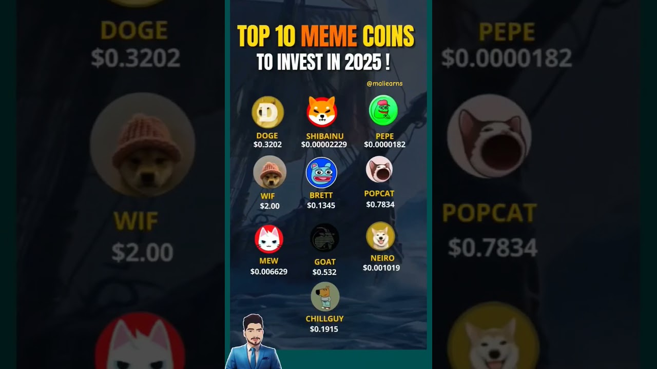Top 10 MEME Coins 🔥2025. #memecoin #cryptocurrency #bitcoin #altcoins