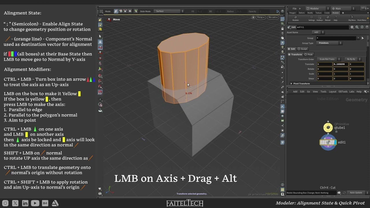 Modeler for Houdini: Alighnment State and Quick Pivot Overview