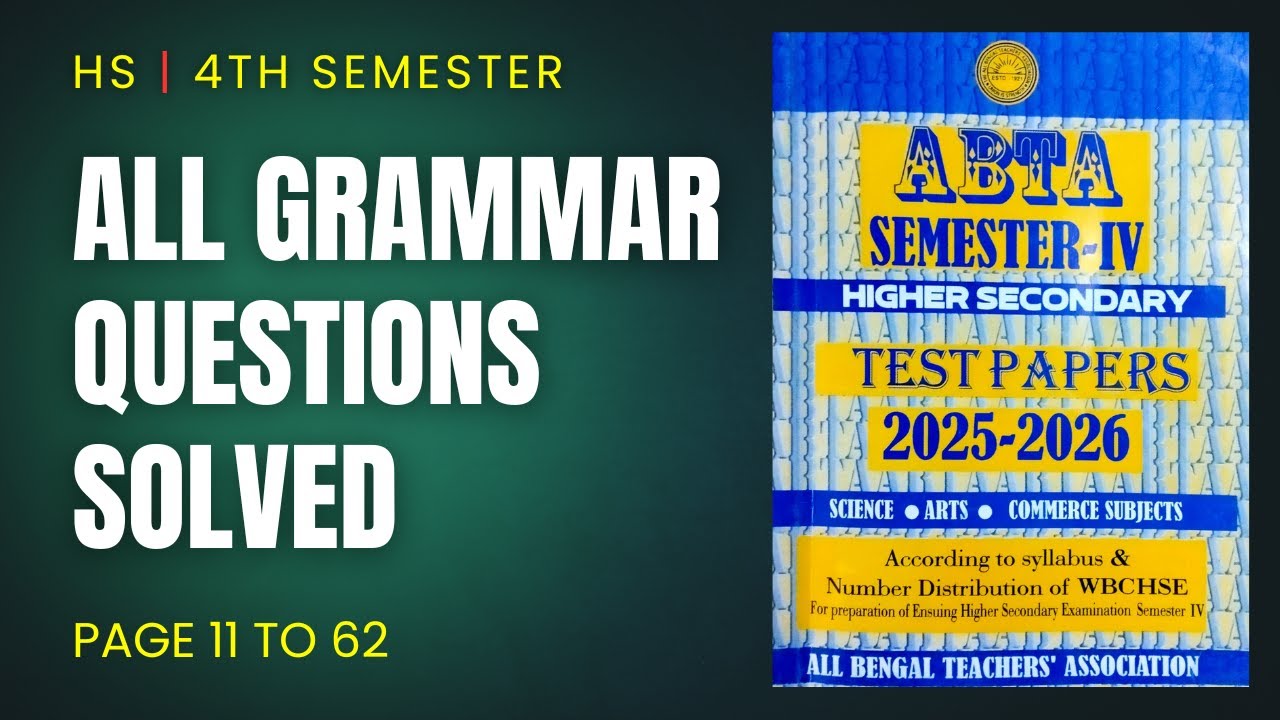 English Grammar Solved | HS ABTA Test Paper 2026 | Page 11 to 62