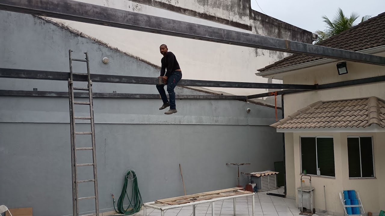 cobertura de perfil inrijecida de 6" no vão livre de 10mt
