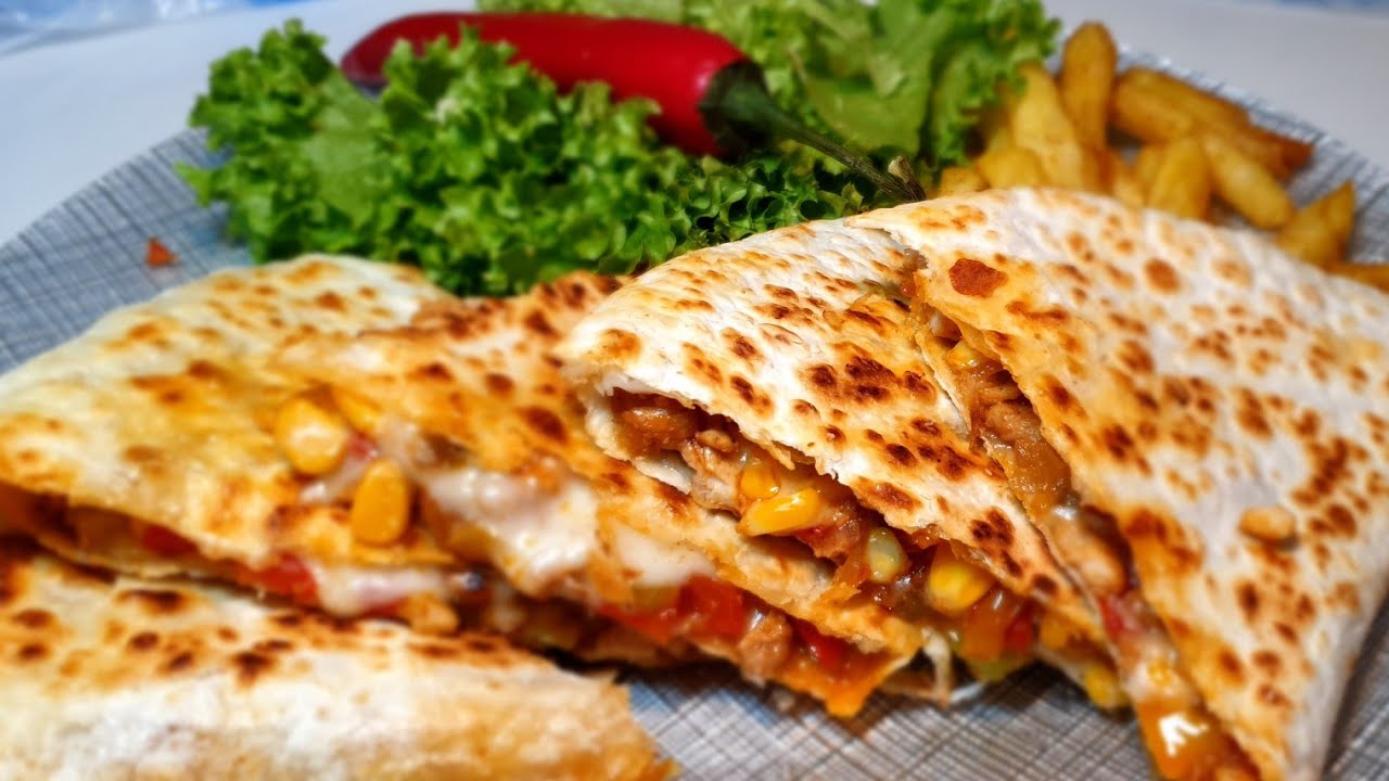 طريقة عمل كساديا الدجاج المكسكية من الذ ساندويتشات الدجاجchicken quesadilla sandwich