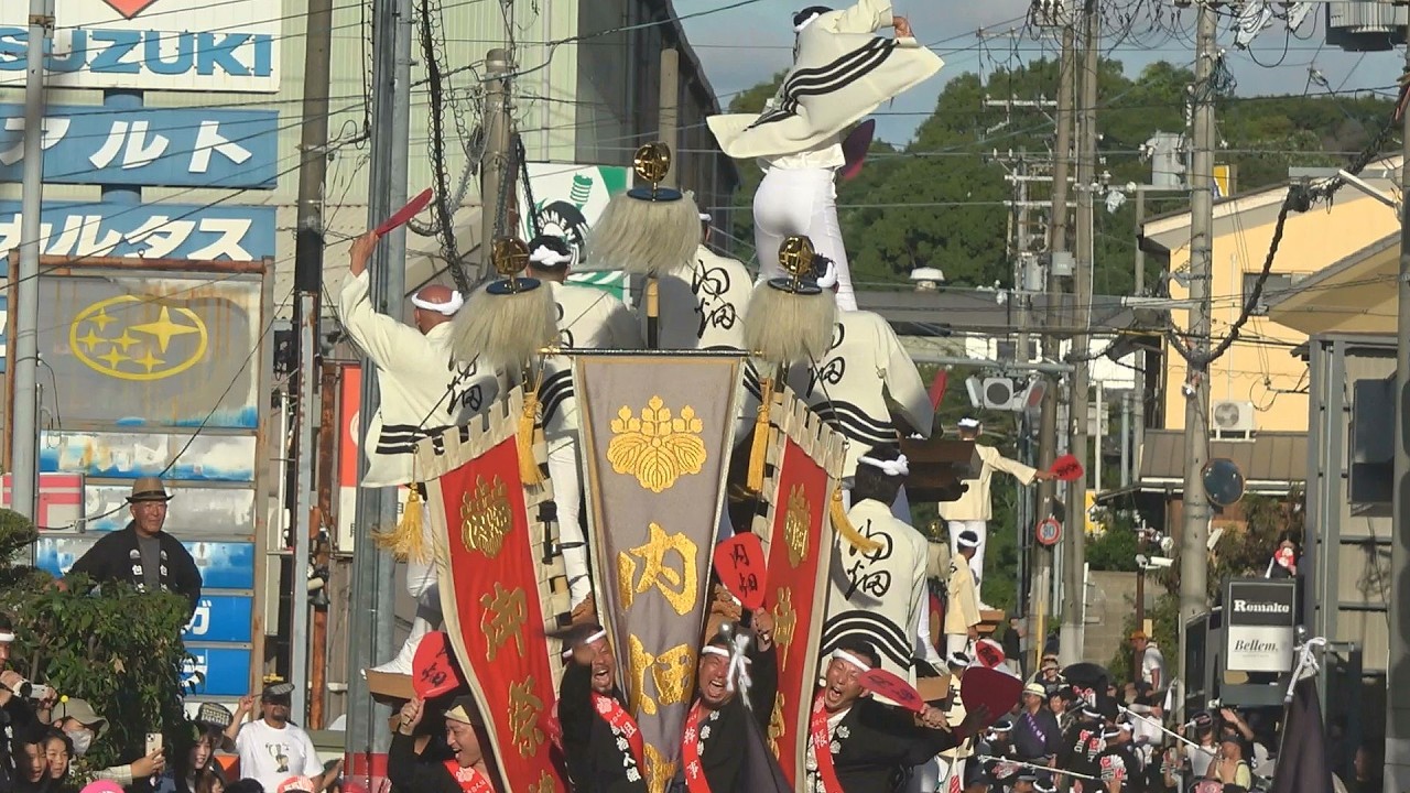 2025.10.11 岸和田市 山直南北11町合同曳行 ピン工芸前 やりまわし　内畑､小倉､積川､東出､稲葉東､三田､稲葉西､大西､山直中､山出､包近　令和七年十月十一日(土)　だんじり祭 地車