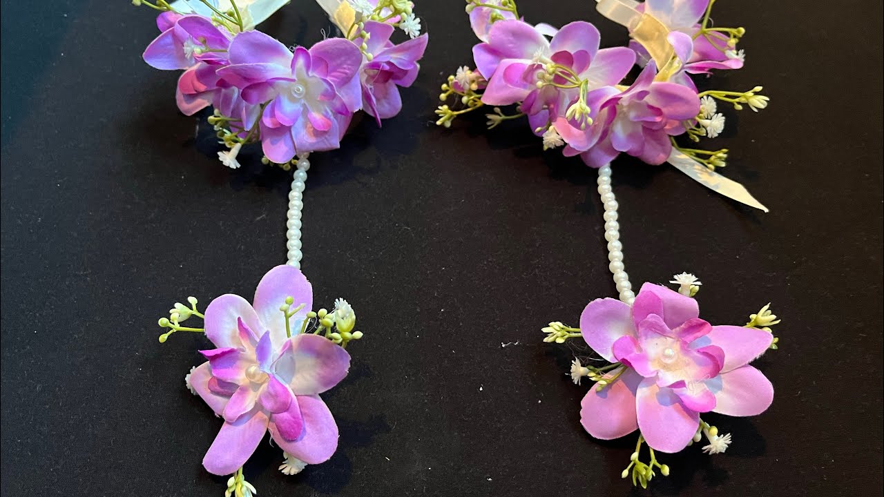DIY artificial flower bracelets tutorial/easy flower jewellery making at home