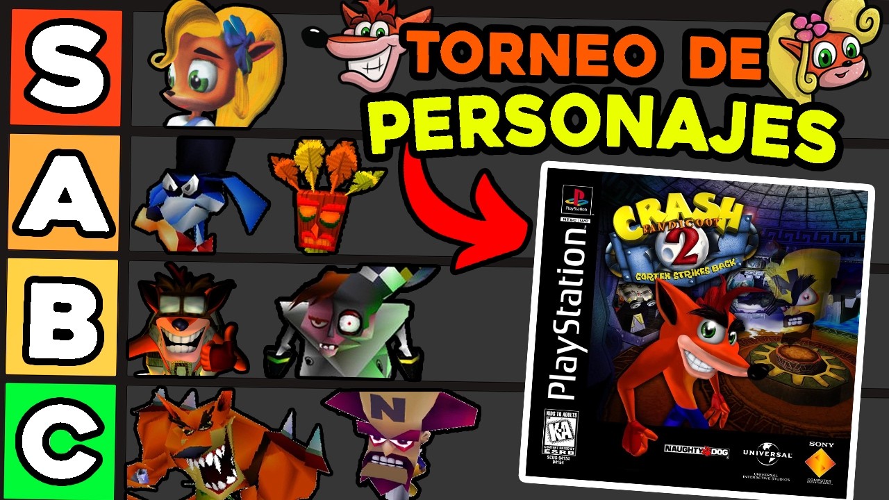 Clasifiqué TODOS los PERSONAJES de Crash 2 | TORNEO DE PERSONAJES