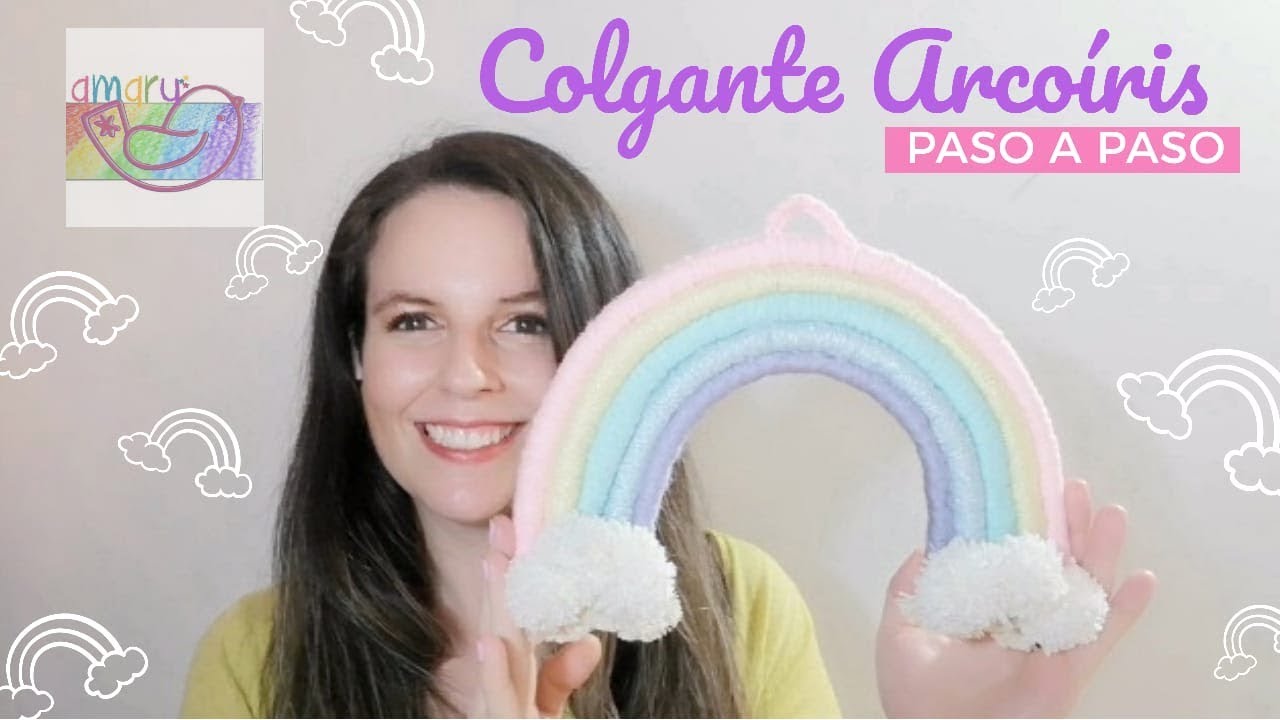 🌈#DIY: Colgante #Arcoiris  (Paso a paso) // decora tu cuarto fácil // Arcoiris en lana sin tejer 🌈