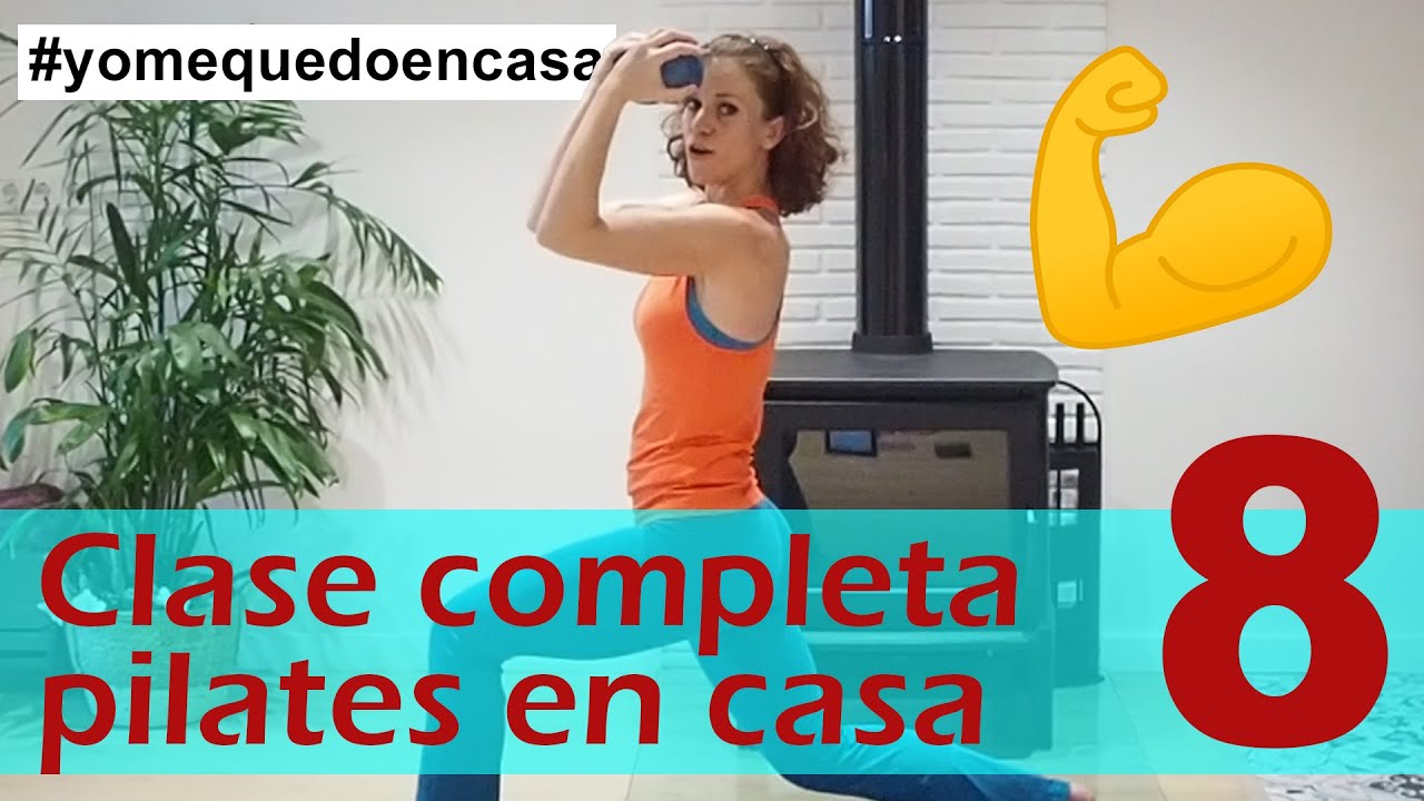 CLASE COMPLETA PILATES EN CASA 8 🤸 con pesas 🏋️‍♂️💪
