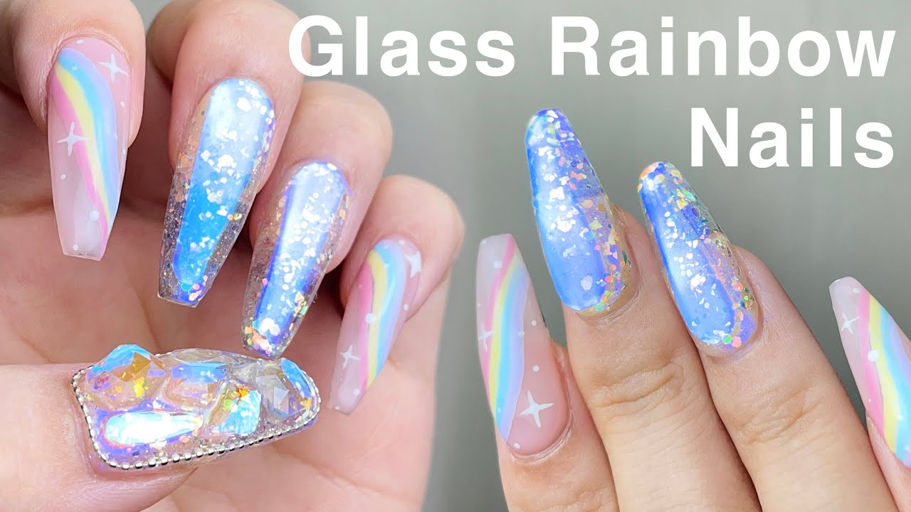 Освежающий радужный стеклянный гвоздь🧊🌈 Как это сделать легко!  Ледяной гвоздь / Аврора гвоздь