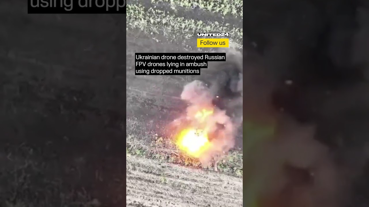Ukrainian Drones Destroy Russian Drones Lying in Ambush #warinukraine #drone