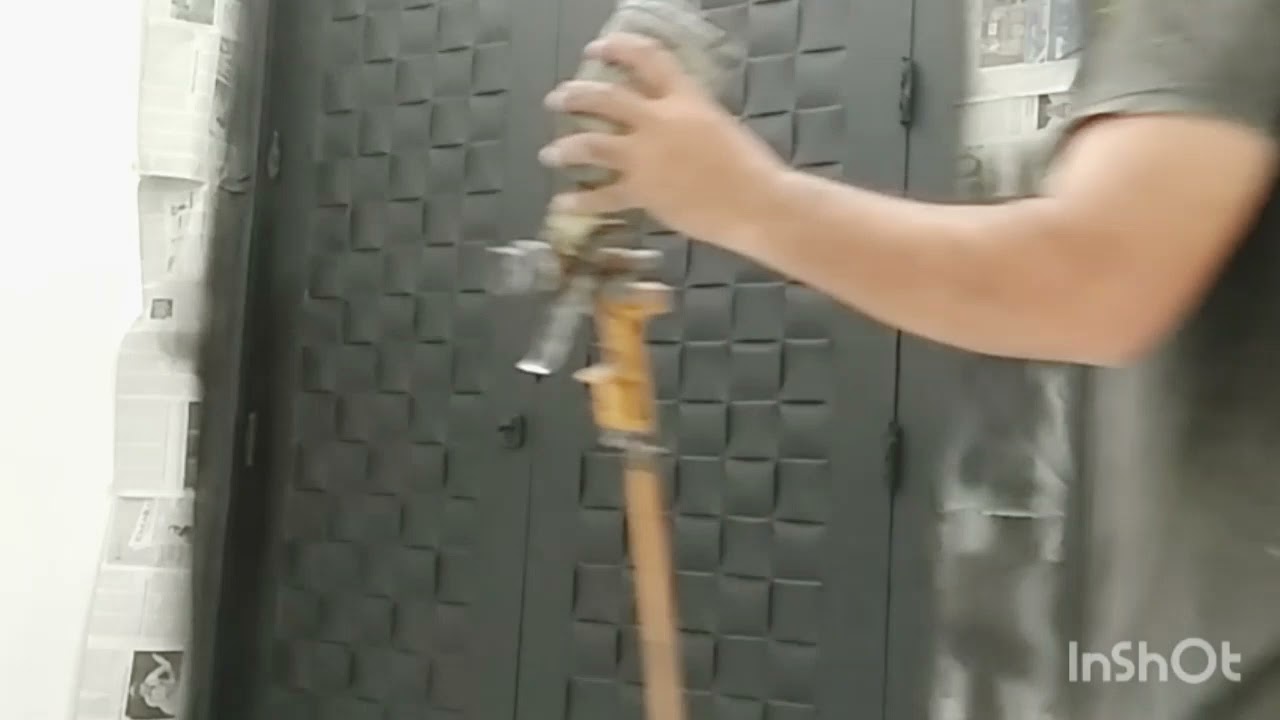 proses finishing cat Duco pintu rumah black doff hasil maksimal