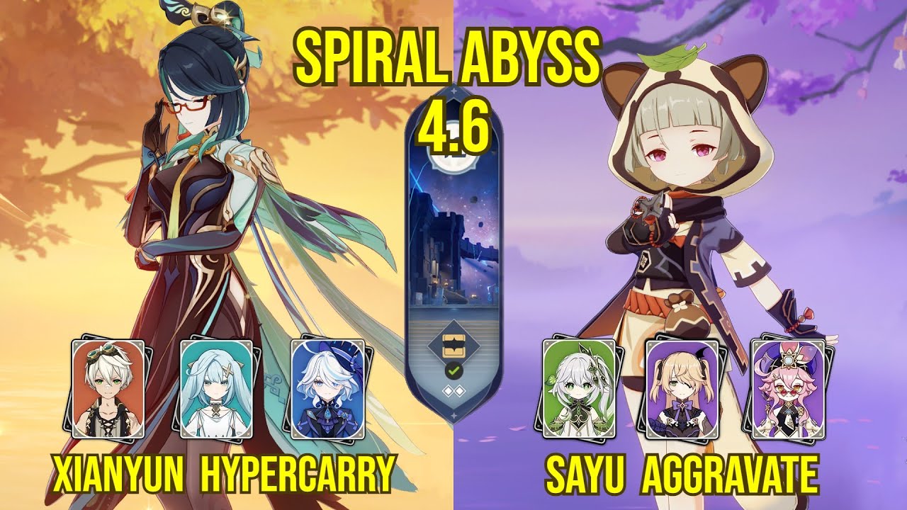 C2 Xianyun Hypercarry & C6 Sayu Aggravate | Spiral Abyss Version 4.6 | Genshin Impact