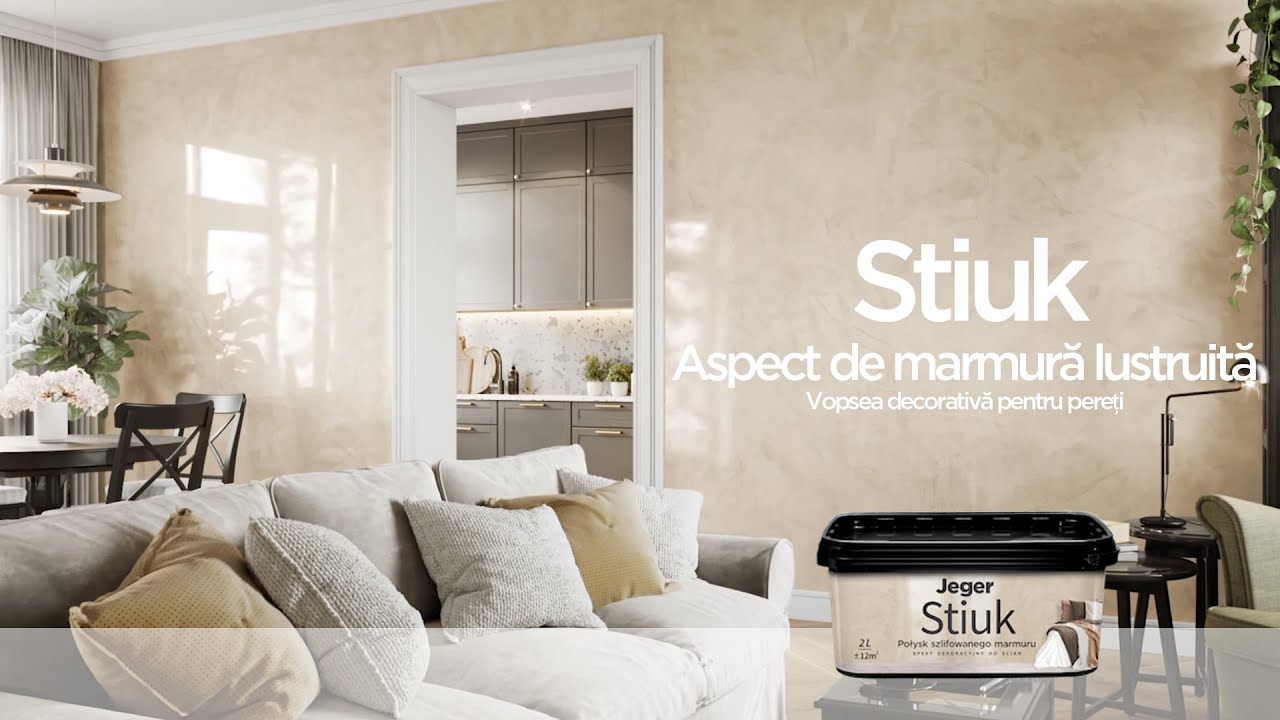 Efect de marmură lucioasă pe perete – Vopsea structurată Jeger Stiuk - Video instructiv