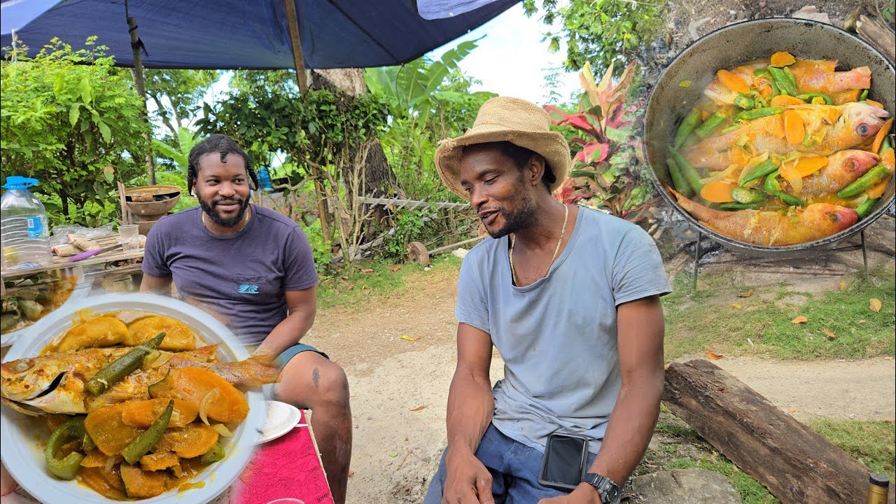 Рыба на пару с бамией, морковью, тыквой и бамией | Готовим для рабочих: настоящая ямайская еда