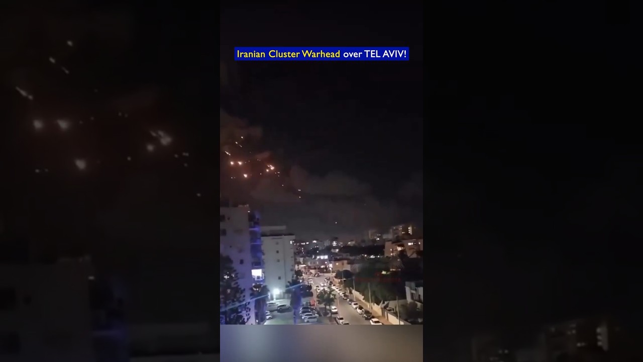 Iranian Cluster Warhead Strike Over Tel Aviv - No Air defense!!
