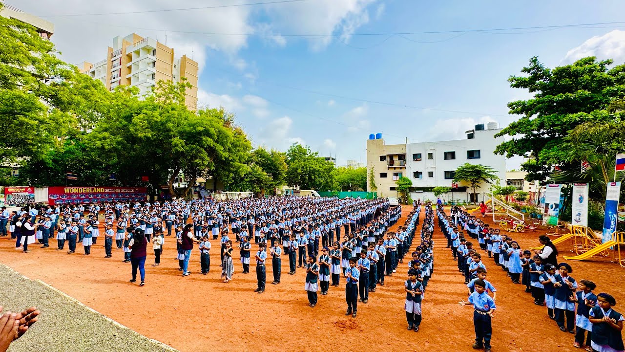 Morning Assembly ￼in Wonderland English Medium School.