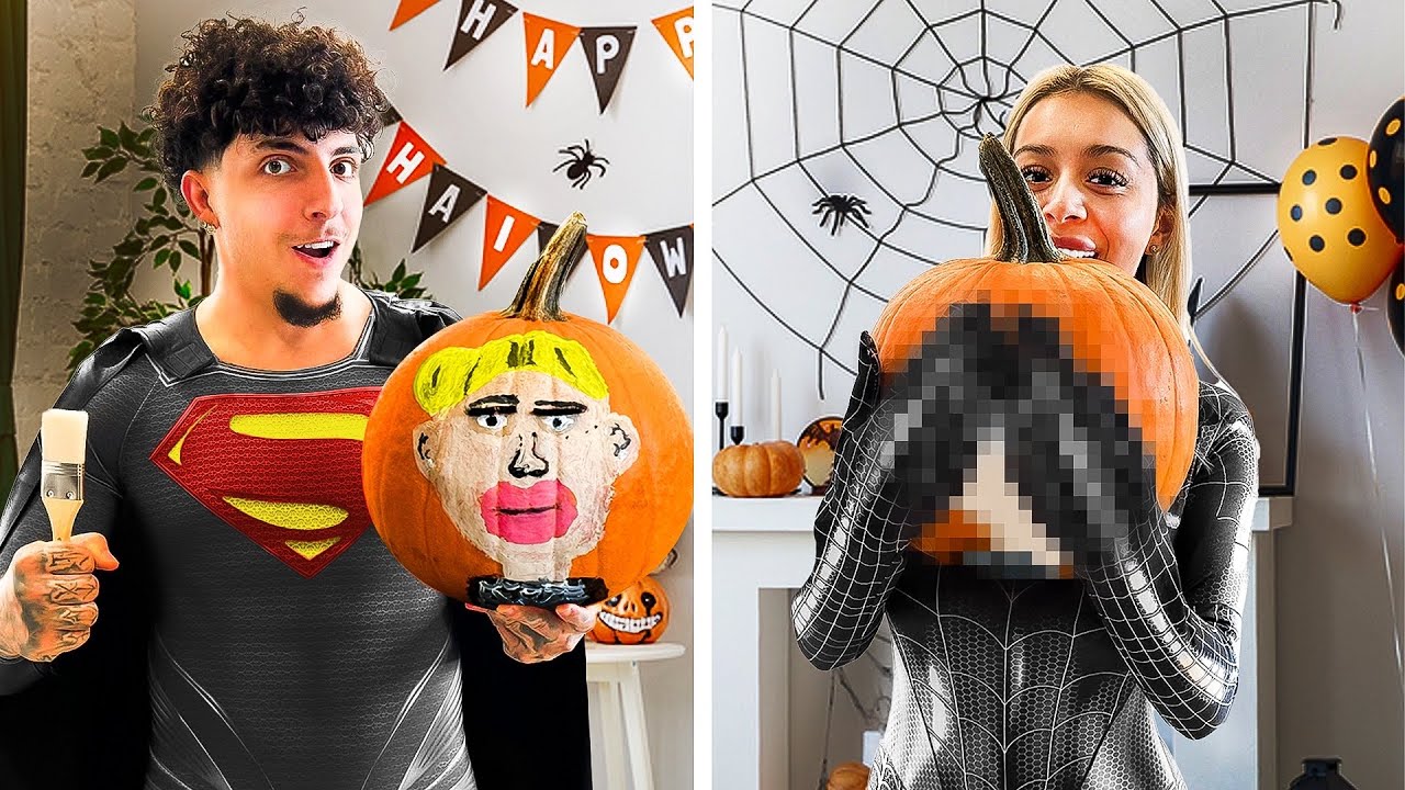 PAINTING EACH OTHER ON PUMPKINS CHALLENGE!! *funny af*