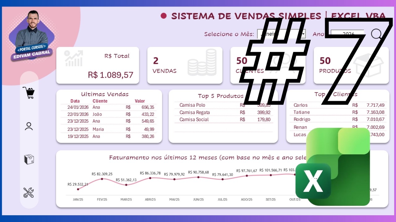 Sistema de Vendas Excel VBA Aula 07 - Formulário VBA para fazer a VENDA Parte 2