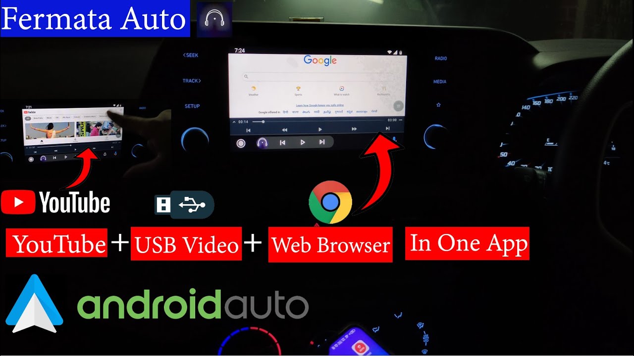 Watch Youtube/ USB Video/ Web Browser in Android Auto😉 in any Car | Hindi