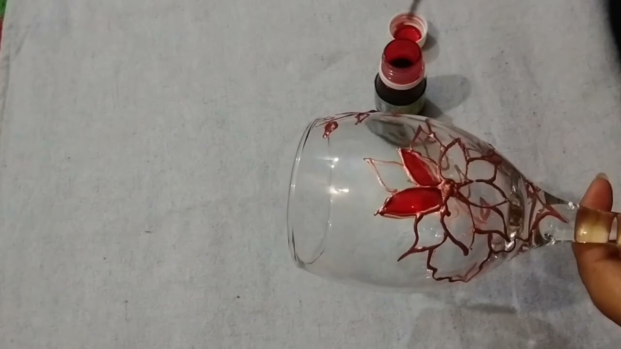 Wine Glass Painting | How to decorate wine glass | Glass painting tutorial using lead
