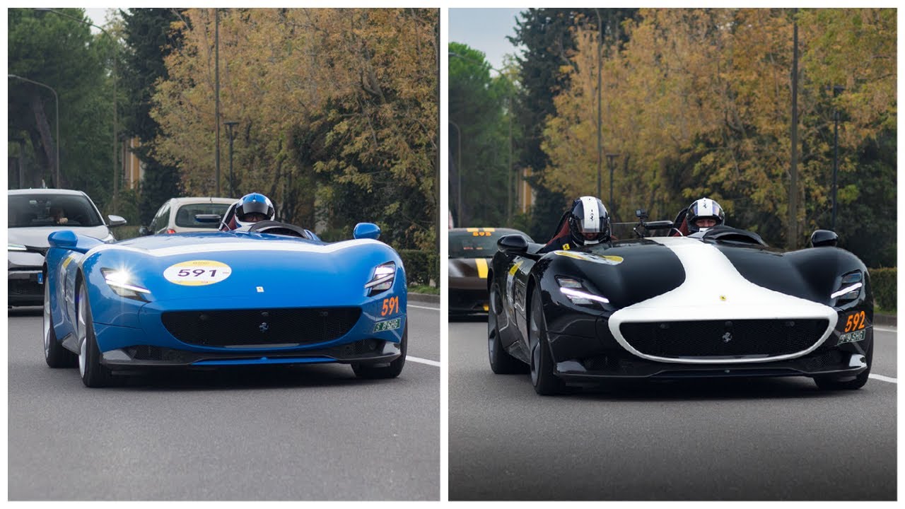 Ferrari Monza SP1 and SP2 driving at Mille Miglia 2020!