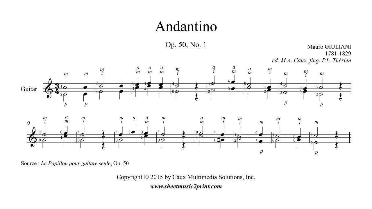 Giuliani : Andantino Op. 50, No. 1