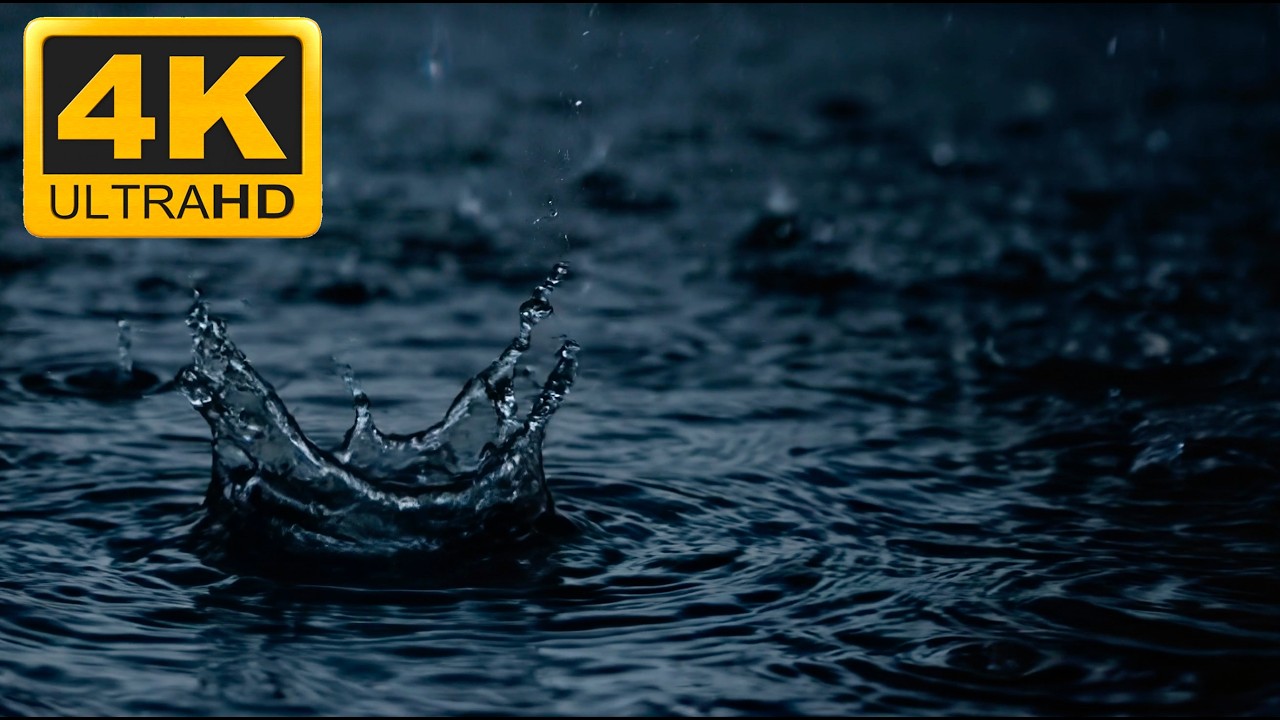 10 Hours of ASMR Dark Rainfall on Water in 4k, Ultra-Realistic Water Surface #darkrainynight