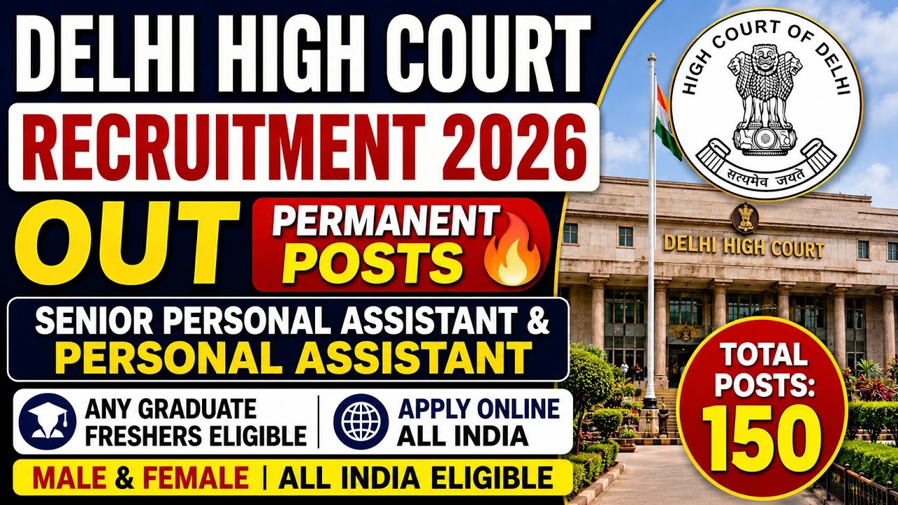 🚨Delhi Highcourt Recruitment 2026 Out 📢 Graduate Freshers Eligible 💯 Permanent Posts 