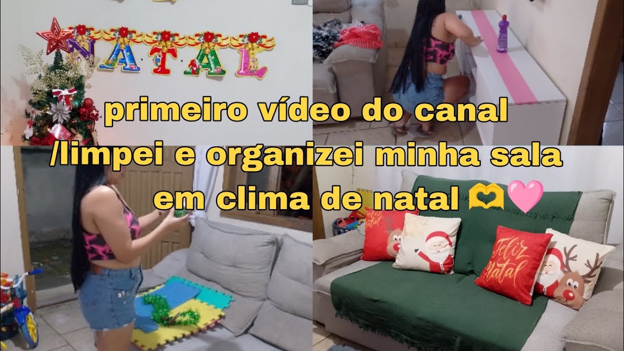 Primeiro vídeo do canal limpei e organizei minha sala em clima de natal 2025🫶🩷#primeirovideo#vlog 
