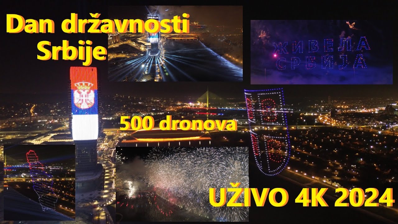 Dan državnosti Srbije - Beograd na vodi - Kompletan snimak vatrometa UŽIVO 4K