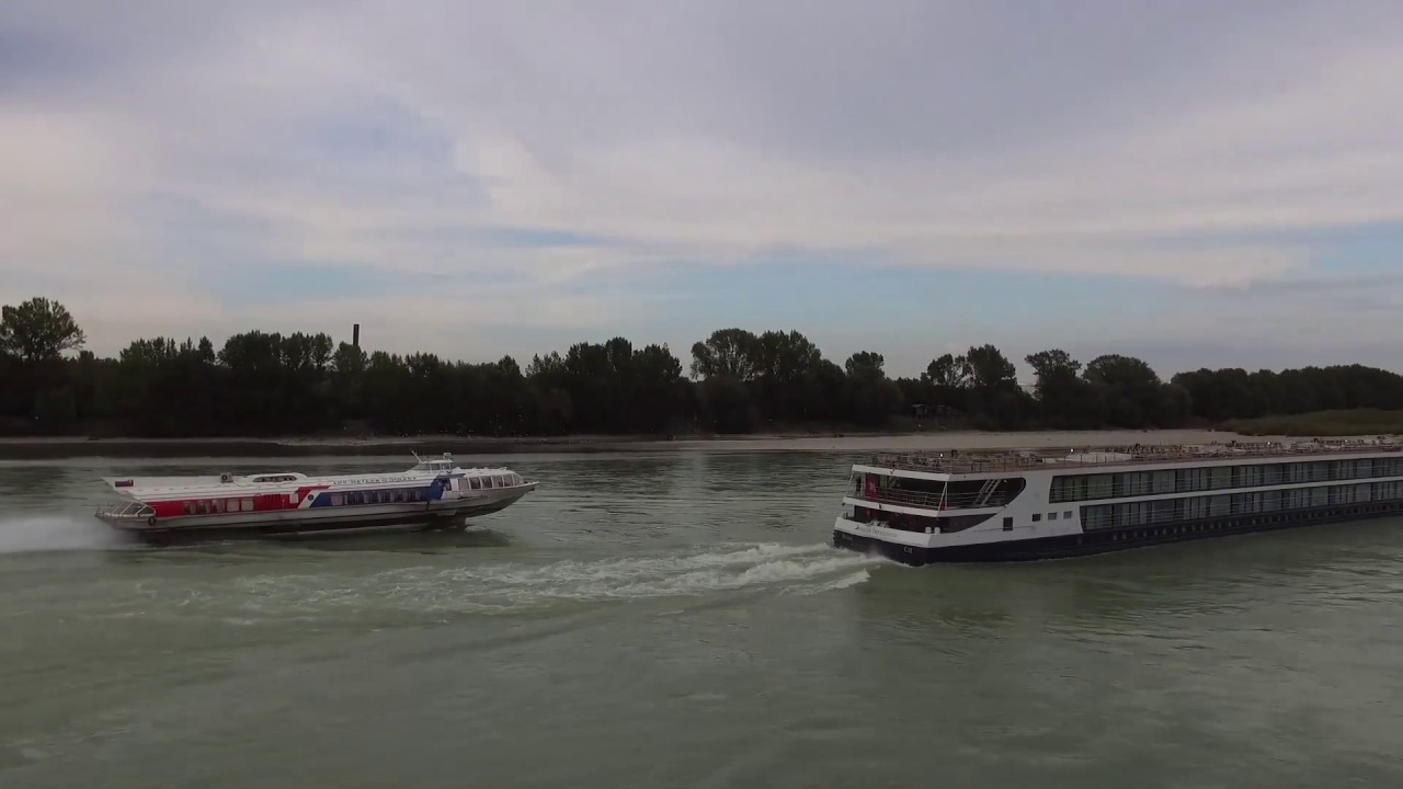 My Way Piano   Drone footage with ships on the Danube river near Vienna