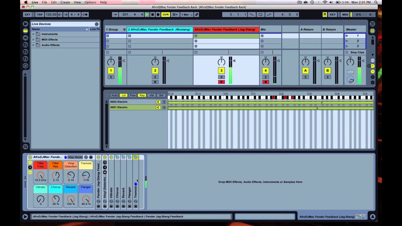 Free Weekly Ableton Live Rack # 15: AfroDJMac Fender Feedback