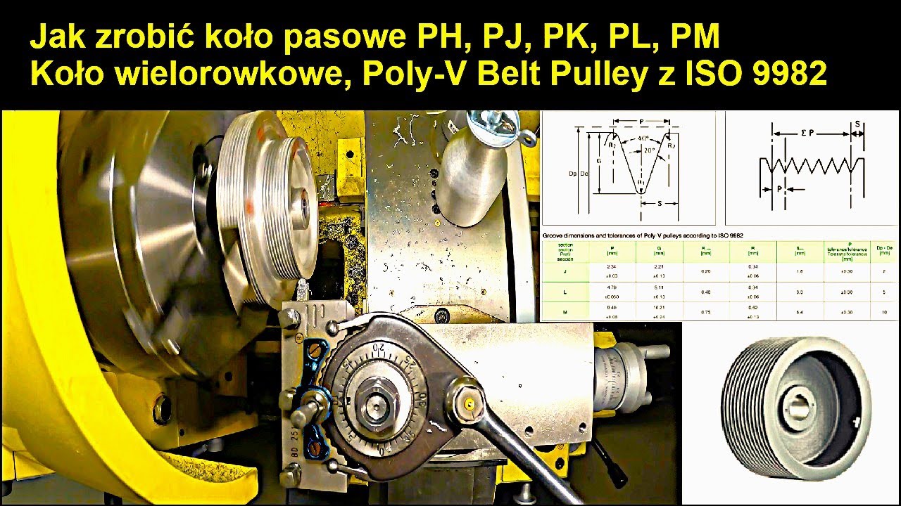 Jak zrobić koło pasowe wielorowkowe PH PJ PK PM by nie biło. Poly-V belt pulley ISO 9982
