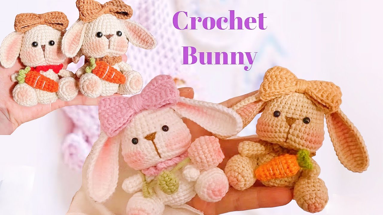 How To Crochet Bunny and carrot || c&aacute;ch M&oacute;c Thỏ &ocirc;m c&agrave; rốt Dễ Thương || M&oacute;c thỏ &ocirc;m c&agrave; rốt