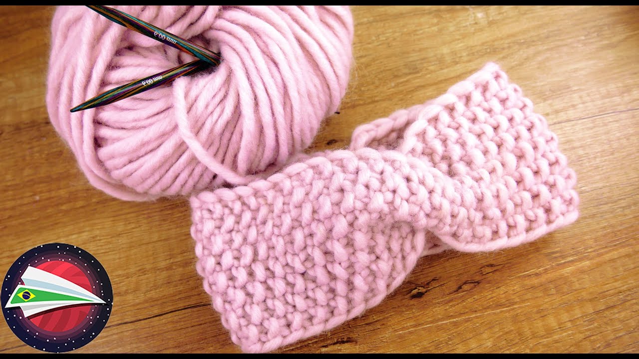 Faixa de cabelo com torcidinho em Tricot | Trico com ponto pérola