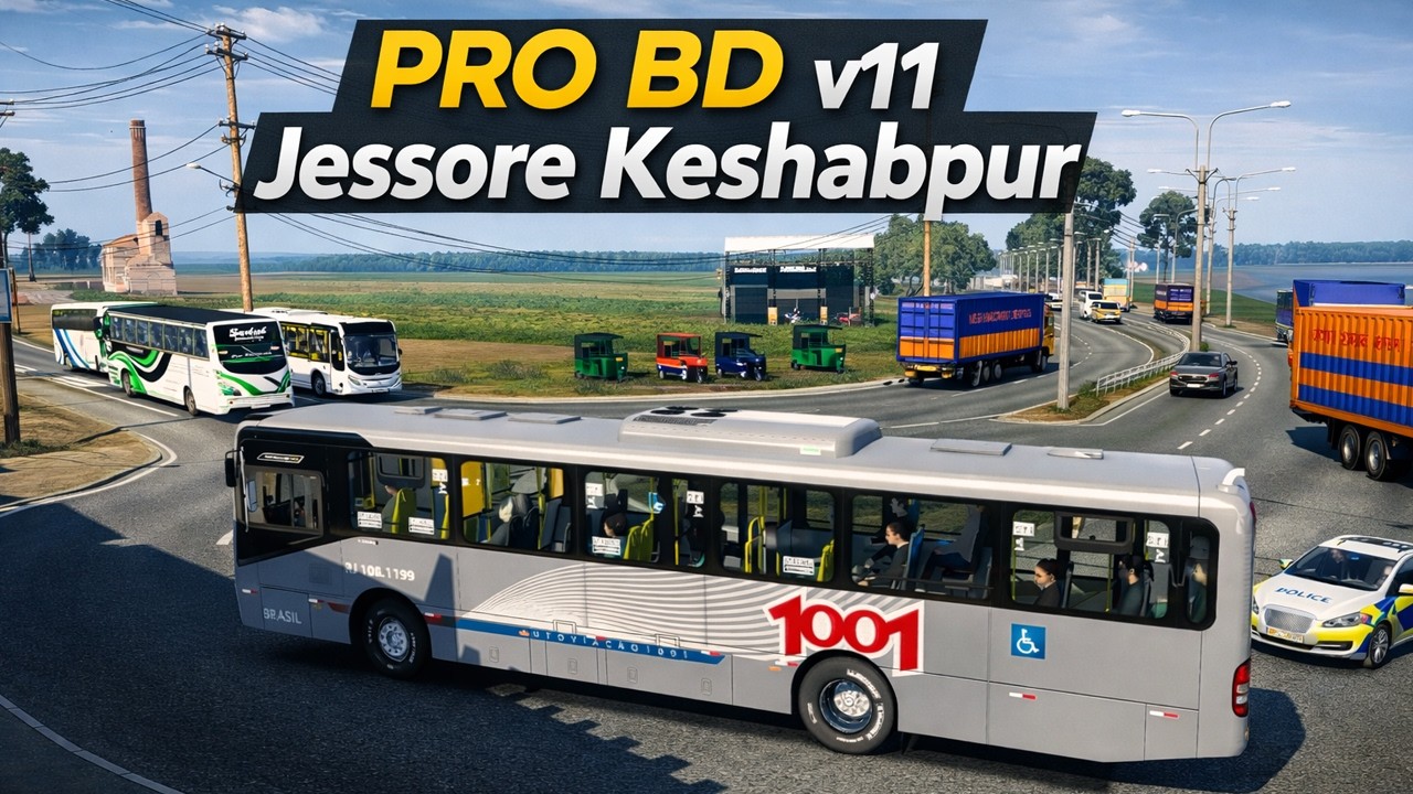 ETS2 PRO BD Map V11 | Jessore Keshabpur Bus Drive | Caio Apache Vip V Realistic Gameplay