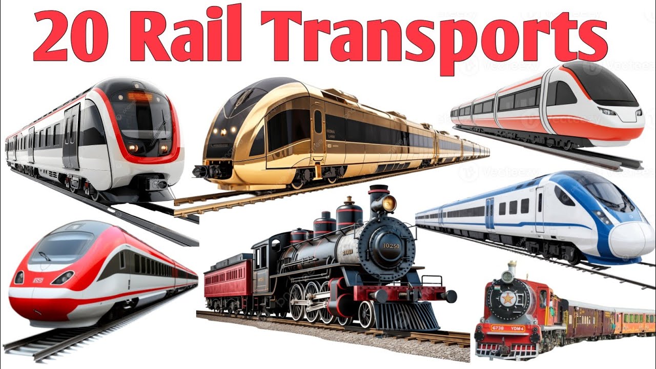 “20 Train & Rail Transport Name 🚄 | Kids Learning | English & Hindi | Nursery LKG”