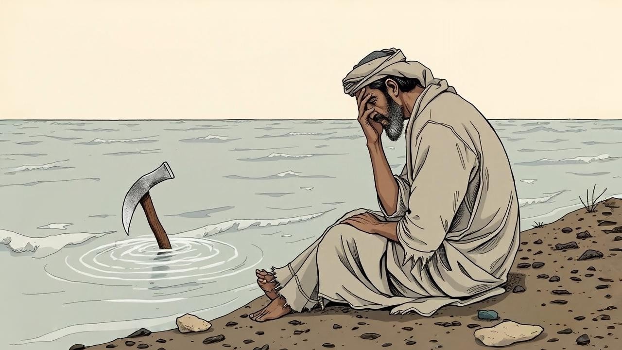 قصة الرجل الفقير الذي سقطت فأسه في النهر، فعاد بشيء غير متوقع غيّر حياته للابد
