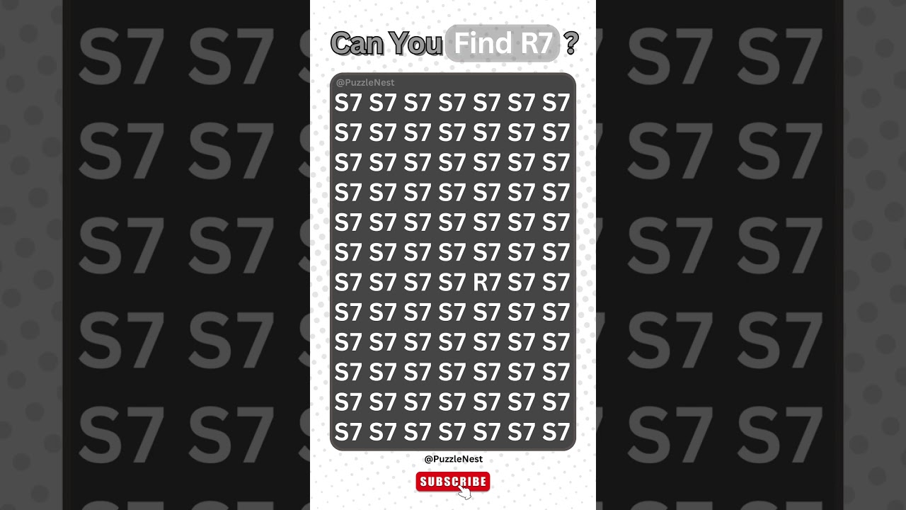 Find 'R7' Hidden in 'S7' - Ultimate Puzzle Challenge! #BrainTeaser #Shorts