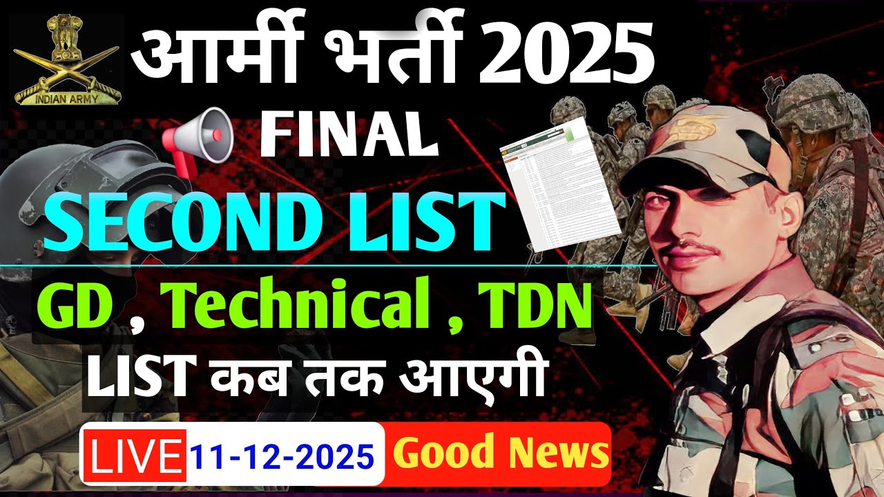 Army Second List  2025  !! Army Agniveer Result 