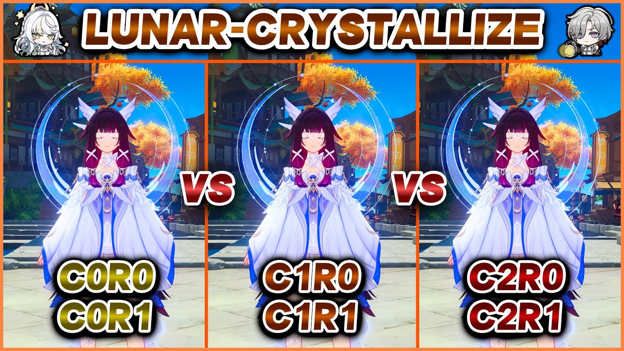 Columbina Constellation & Weapon Comparison | C0–C2 / R0–R1 | LunarCrystallize Team | Genshin Impact
